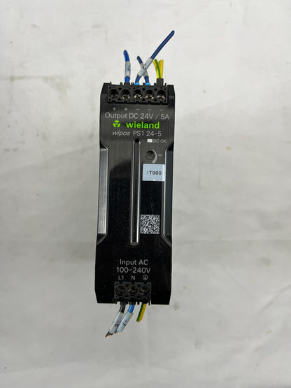 Wieland Wipos PS1 24-5 DIN Rail Power Supply 24V 5A, 81.000.6530.0, Used, Tested