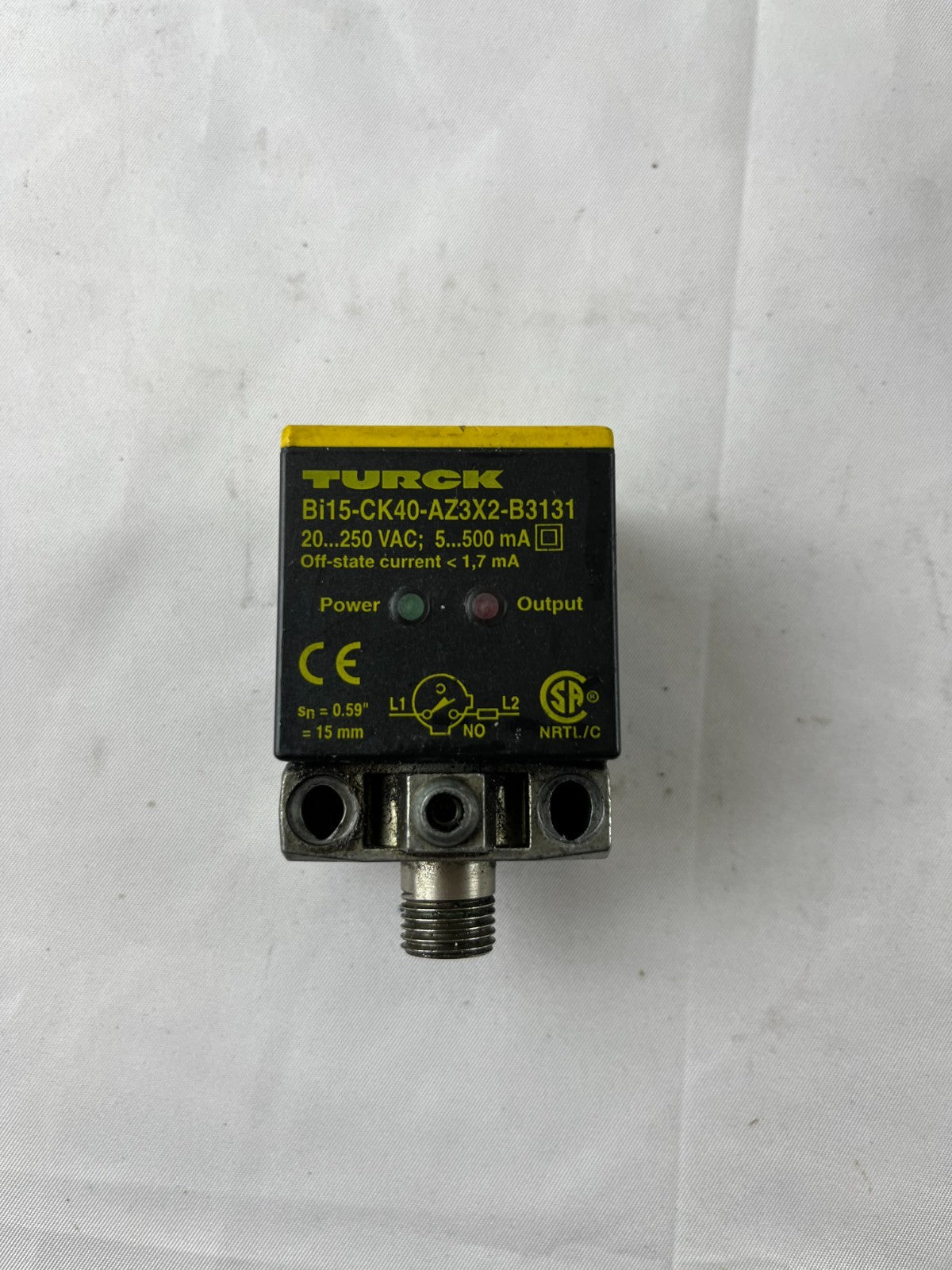 Turck Bi15-CK40-AZ3X2-B3131 Inductive Sensor 20-250VAC 15mm Used Spare Part