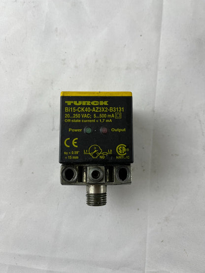 Turck Bi15-CK40-AZ3X2-B3131 Inductive Sensor 20-250VAC 15mm Used Spare Part