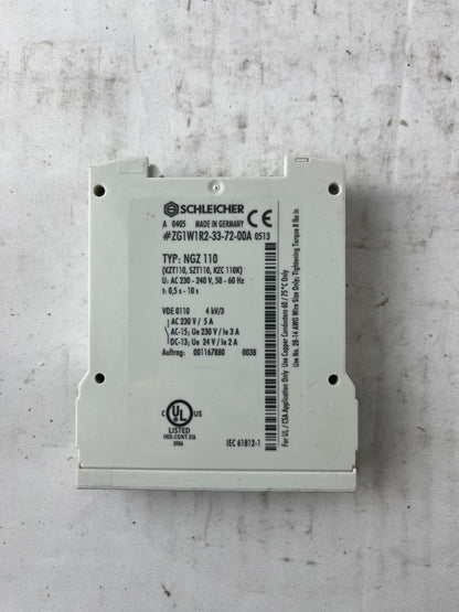 Schleicher NGZ 110 Timer Relay 230-240VAC 0.5-10s DIN Rail Used Spare Unit