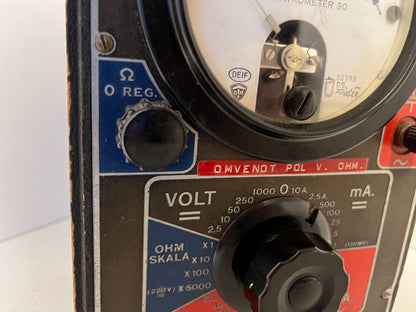 Vintage DEIF Elektrometer 30 Multimeter Voltmeter Ohmmeter - Untested, As-Is