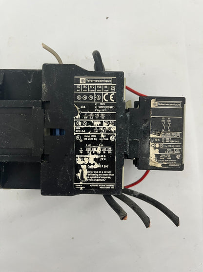 Telemecanique 40A AC Contactor w/ LA1 DN11 Auxiliary Block – 3-Pole, 1NO/1NC