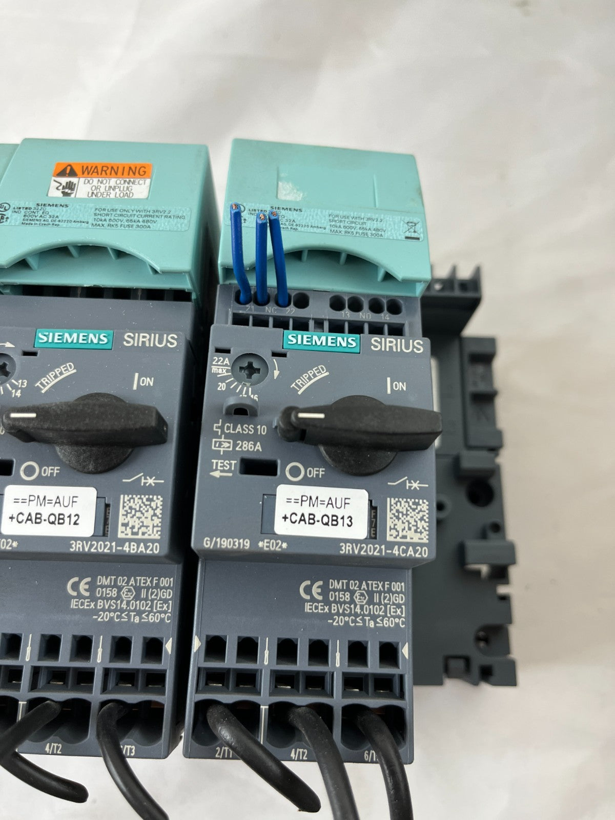 Lot of 3x Siemens Sirius 3RV2021 Motor Protection Breakers 3RV2011-1JA20 Used