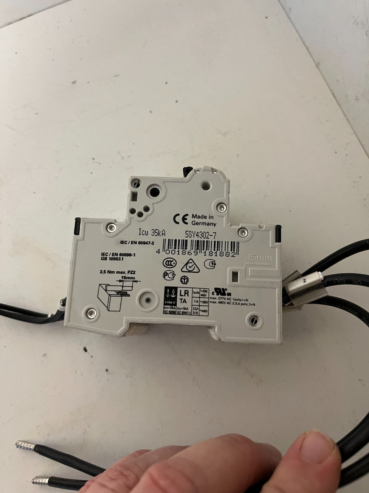 Siemens 5SY43 C2 3-Pole MCB 2A 400V Miniature Circuit Breaker Used Spare Unit