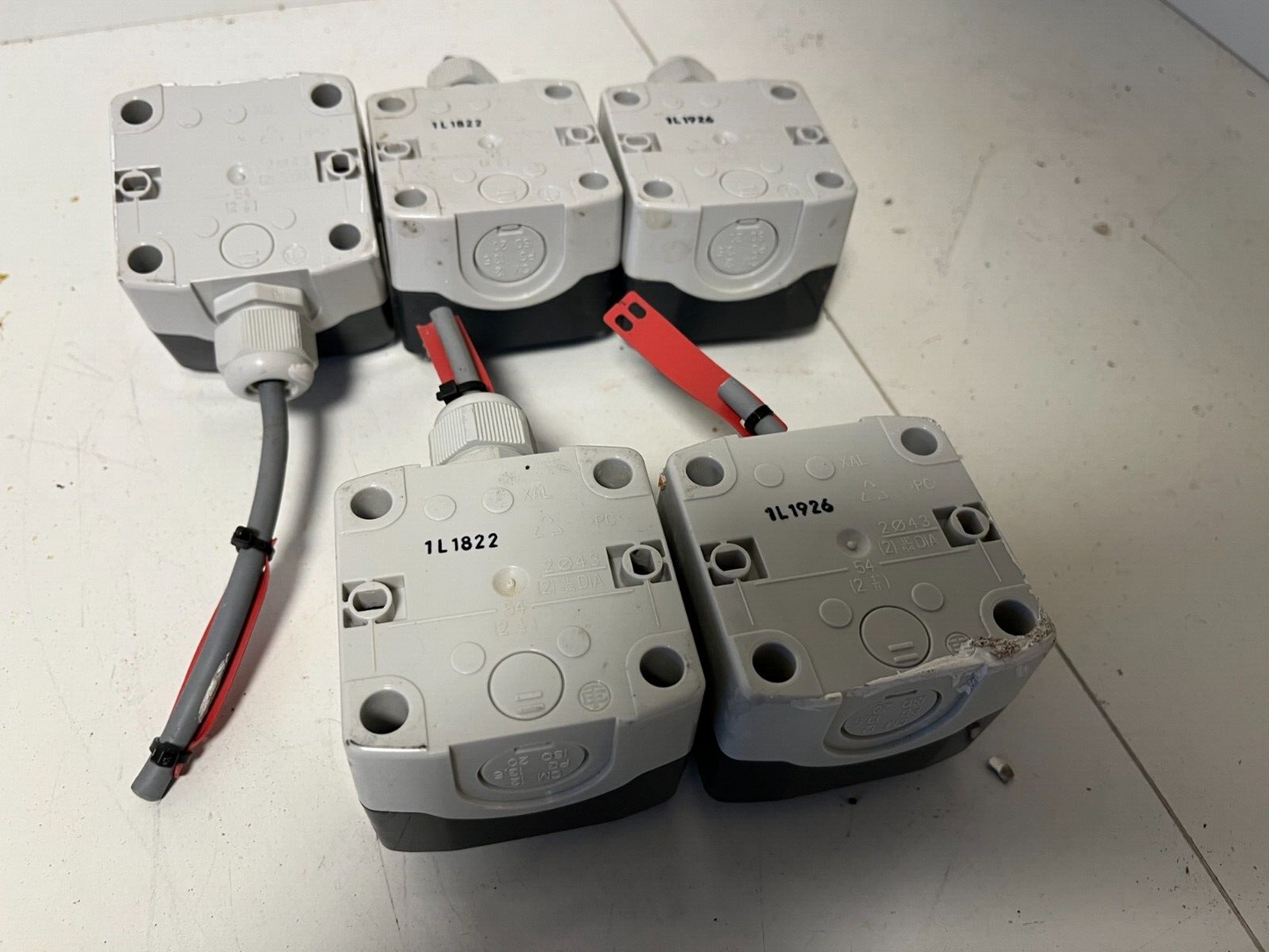 5x Schneider Electric Push Button Switches & Cable Glands - Used, Good Condition