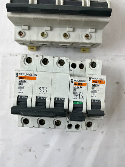 Merlin Gerin Multi9 C32L C60N DPN N Breaker Lot 4pcs 230/400V Used Spare Units