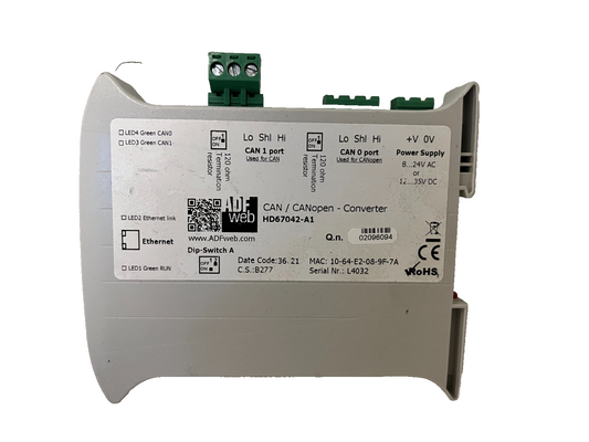 ADFweb HD67042-A1 CAN to CANopen Converter DIN Rail 8–35VDC Used Working