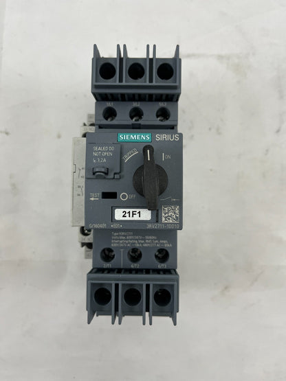 Siemens SIRIUS 3RV2711-1DD10 Motor Protection Circuit Breaker, 3-Pole, 3.2A