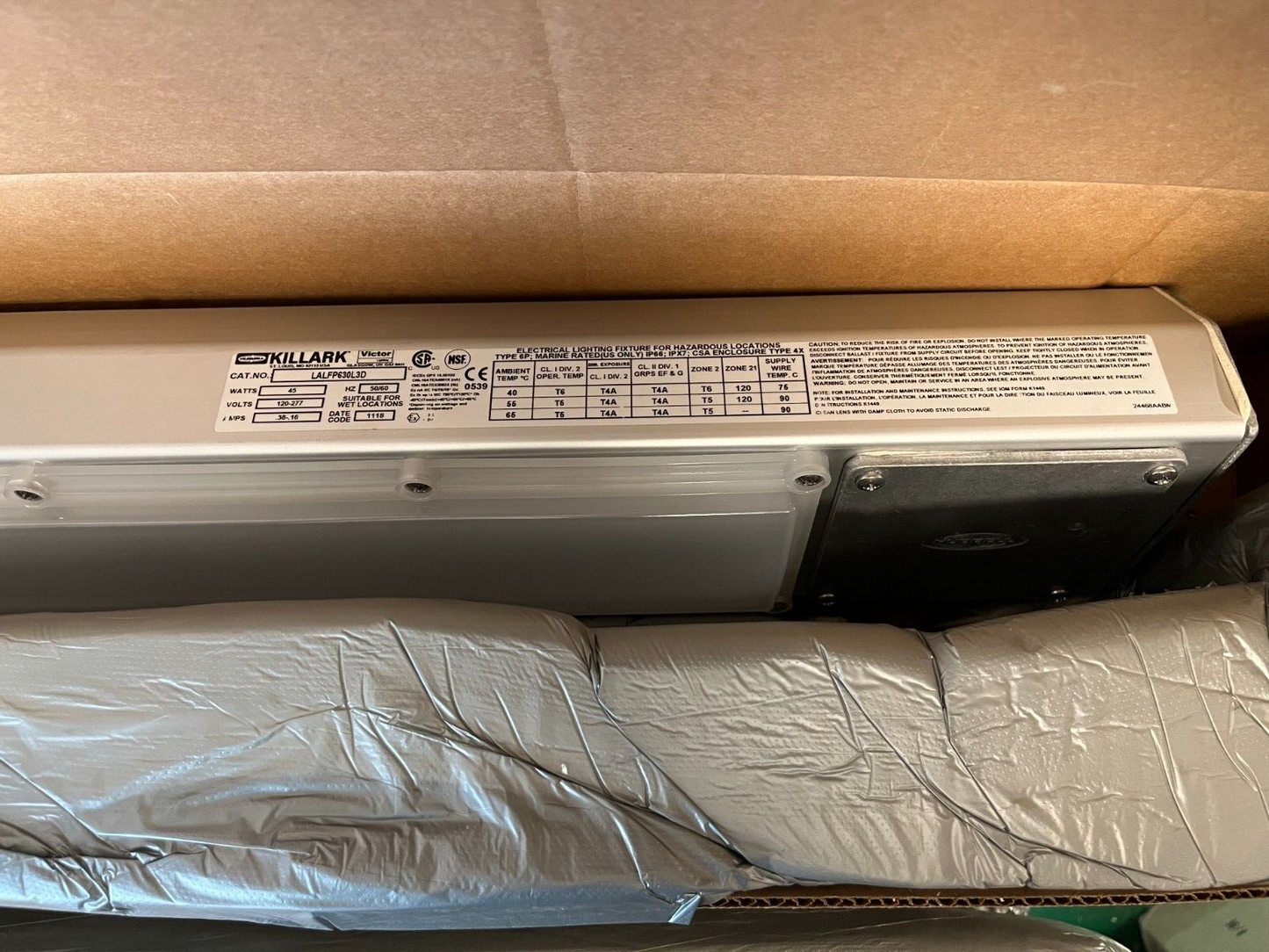 Killark LALFP630L3D 45W LED Hazardous Location Luminaire, 120-277V, IP66 NEW
