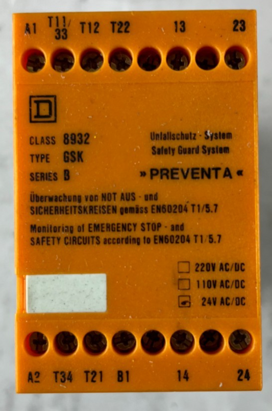 Square D Preventa GSK Safety Relay 24V AC/DC Series B NEW NOS Germany