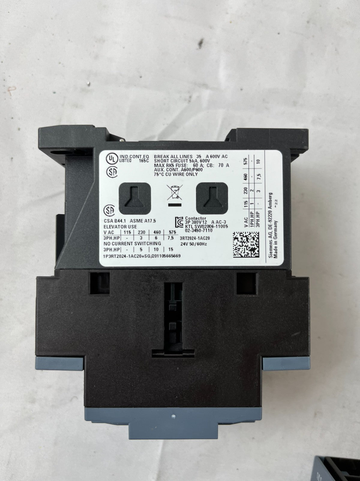 Siemens 3RT2024-1AC20 Contactor 24V Coil 3P SIRIUS Used Lot 3 Spare Units