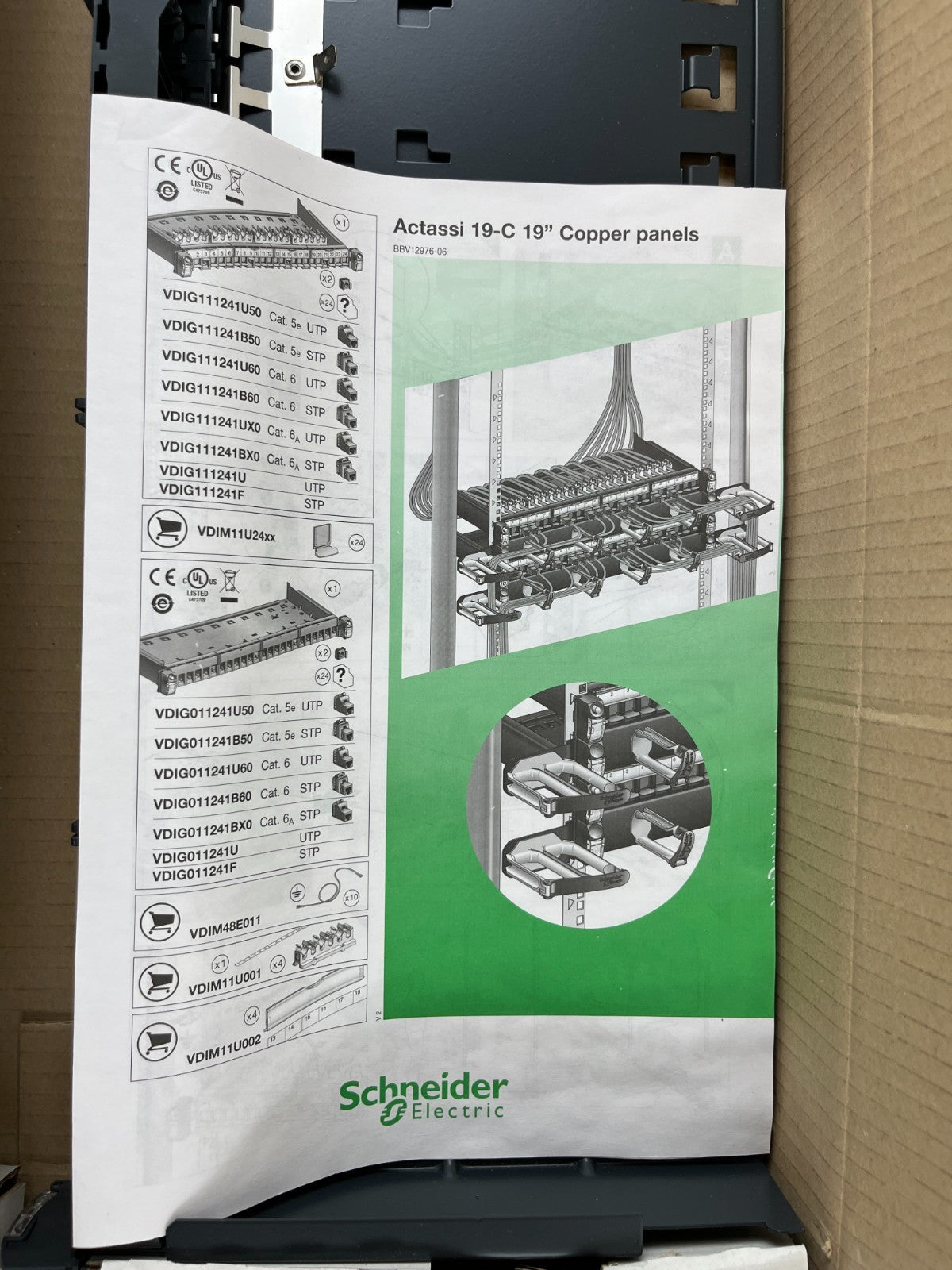 Schneider Electric Actassi 19-C Patch Panel Sliding 19" 1U 24 Port UTP Empty NEW