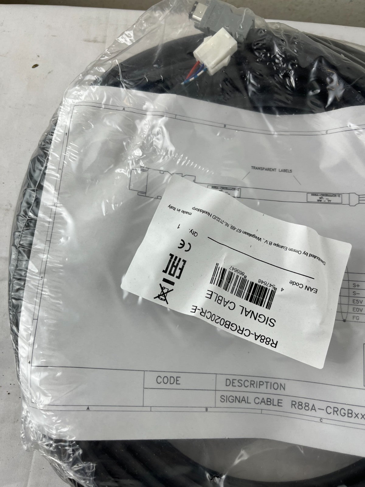 Omron R88A-CRGB020CR-E Servo Motor Signal Cable 20 m New Sealed Unused