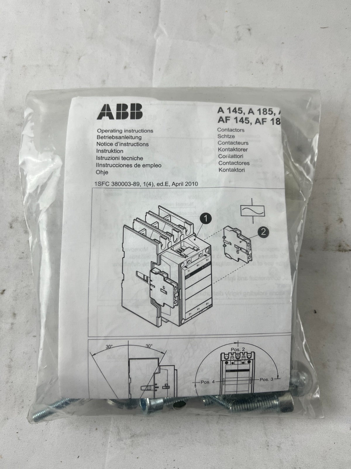 ABB Mounting Kit for A145 A185 AF145 AF185 Contactors New Spare Unit