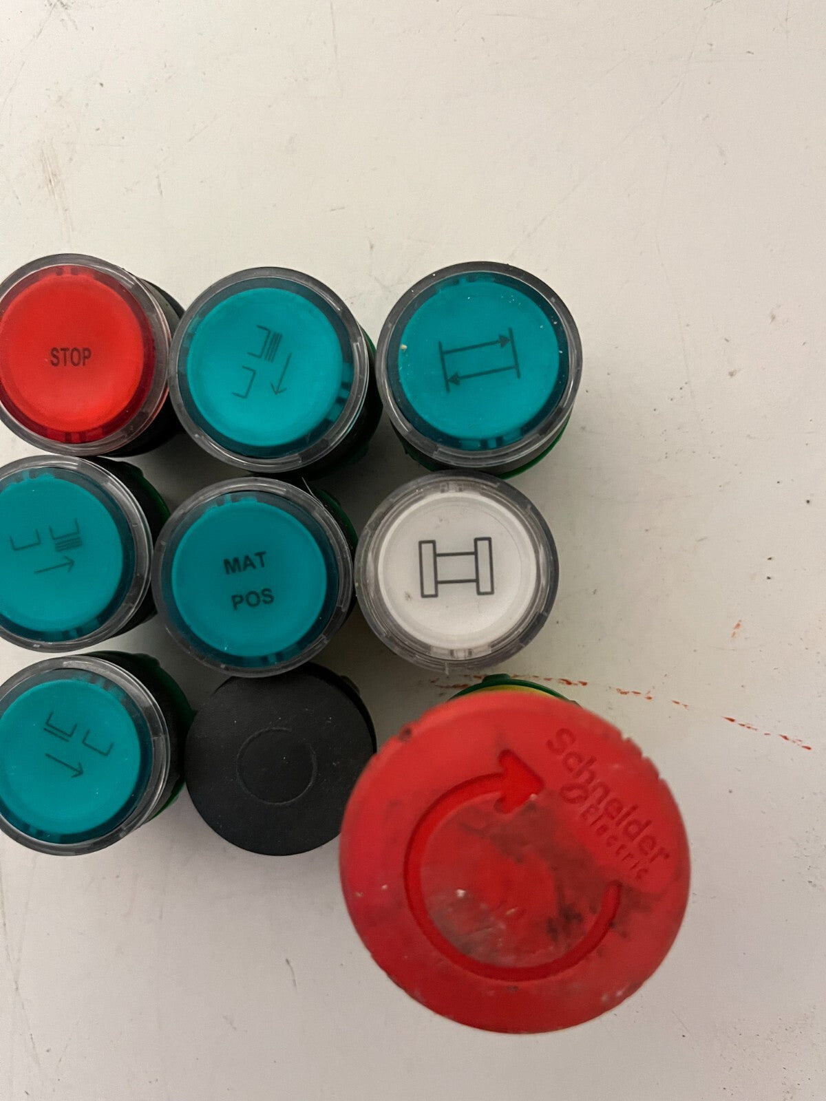 Lot of 9 Industrial Push Buttons & Emergency Stop - Schneider Electric & Others