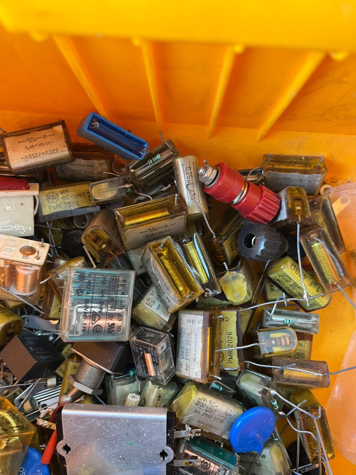 Vintage Electronics Grab Box – RC Snubber Units, Relays, Fuses, Mixed Components