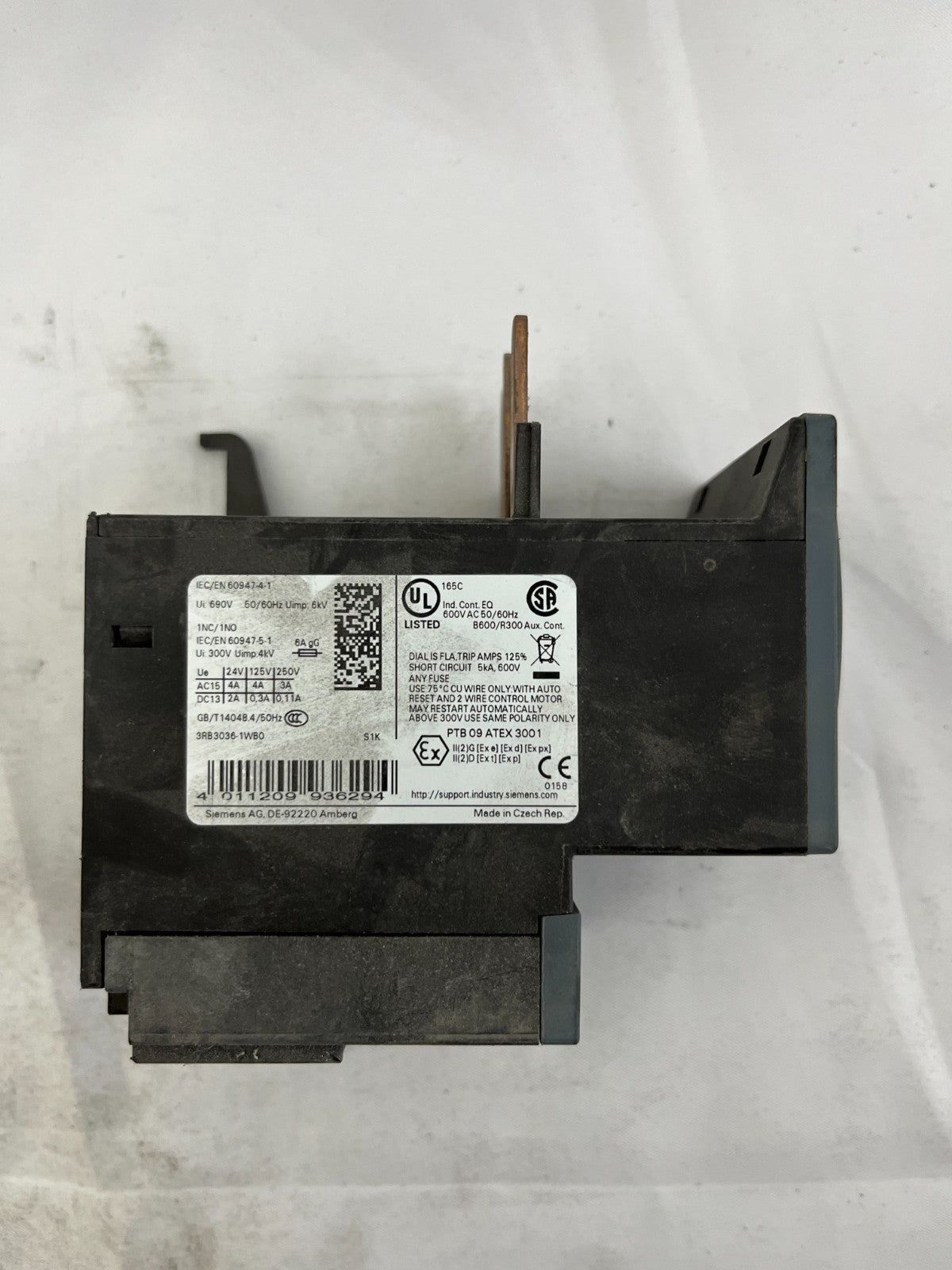 Siemens SIRIUS 3RB3036-1WB0 Overload Relay 20–80A Electronic Class 10E S2 Used