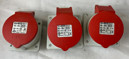 Bals 1212 IEC 16A 3P+N+E 6h IP44 Panel Socket New Lot of 3x Spare Bundle