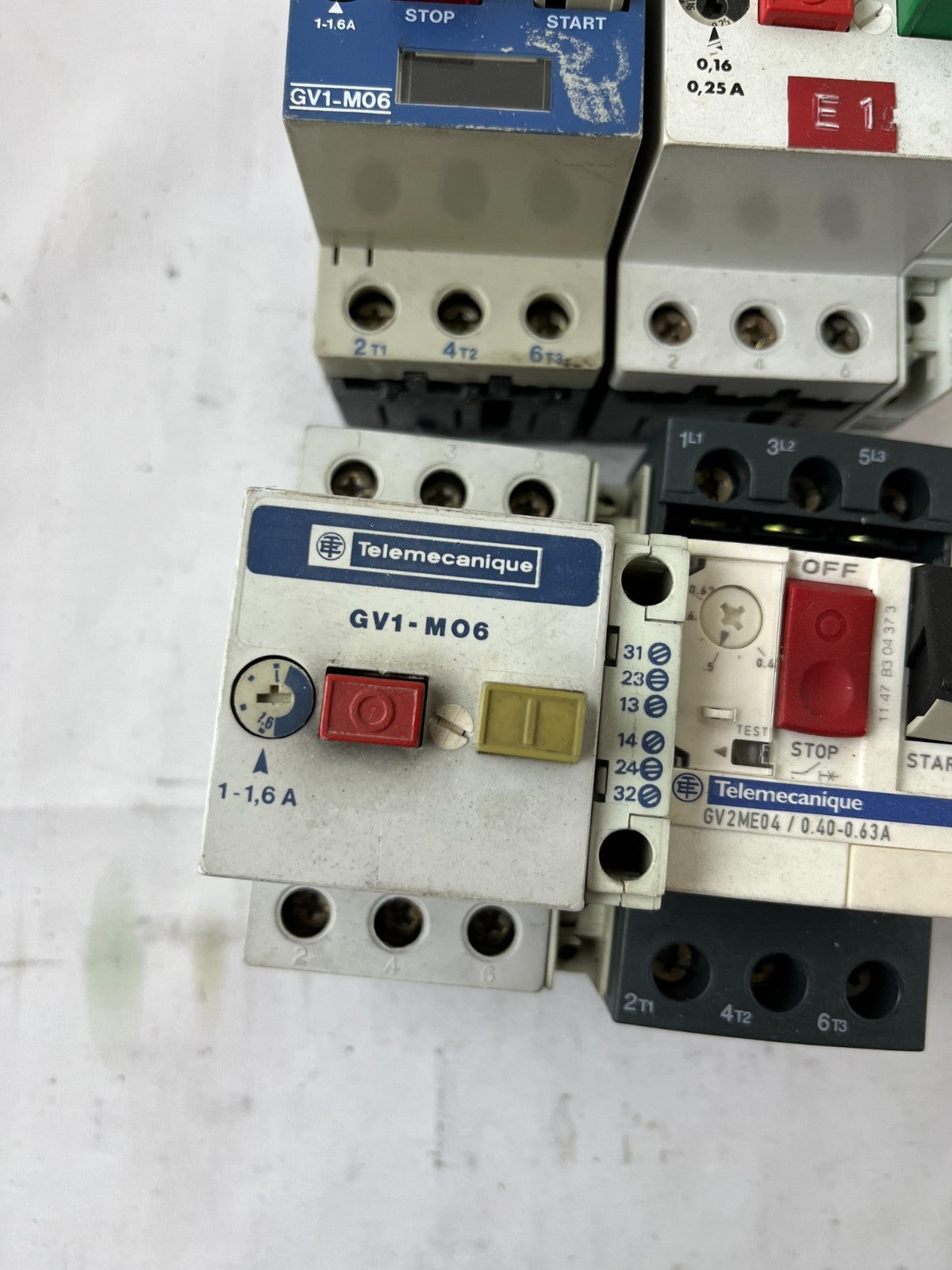 Telemecanique GV1-M06 GV2ME04 Motor Starter 0.16-1.6A Used Lot 4pcs Spares