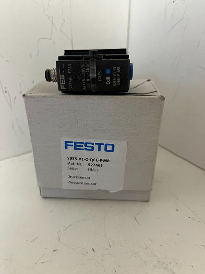Festo SDE5-V1-O-Q6E-P-M8 Pressure Sensor 527461 New 0–1 bar 15–30VDC PNP M8