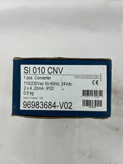 Grundfos SI 010 CNV Converter 96983684-V02, 115/230VAC to 24VDC, 2x 4-20mA, New