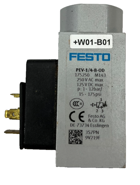 Festo PEV-1/4-B-OD Pressure Switch 175250 G1/4 1–12bar 250V AC 125V DC Pneumatic