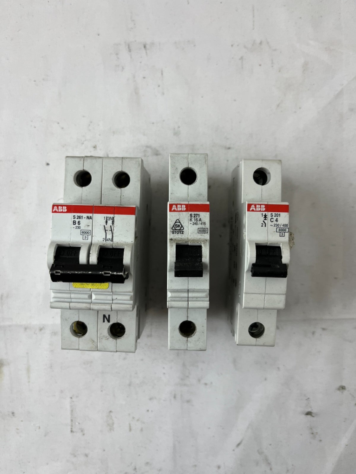 ABB S261-NA B6 S271 K16A S201 C4 Circuit Breaker Lot 3pcs 230/400V Used Spares