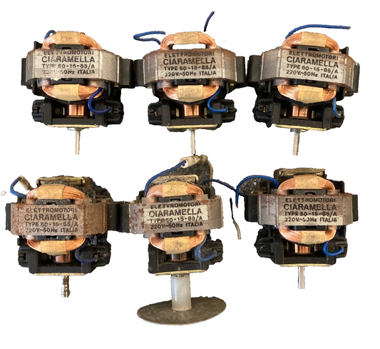 Lot of 6 Vintage Electromotori Ciaramella Motors - Type 50-35-0.5/A, 220V 50Hz