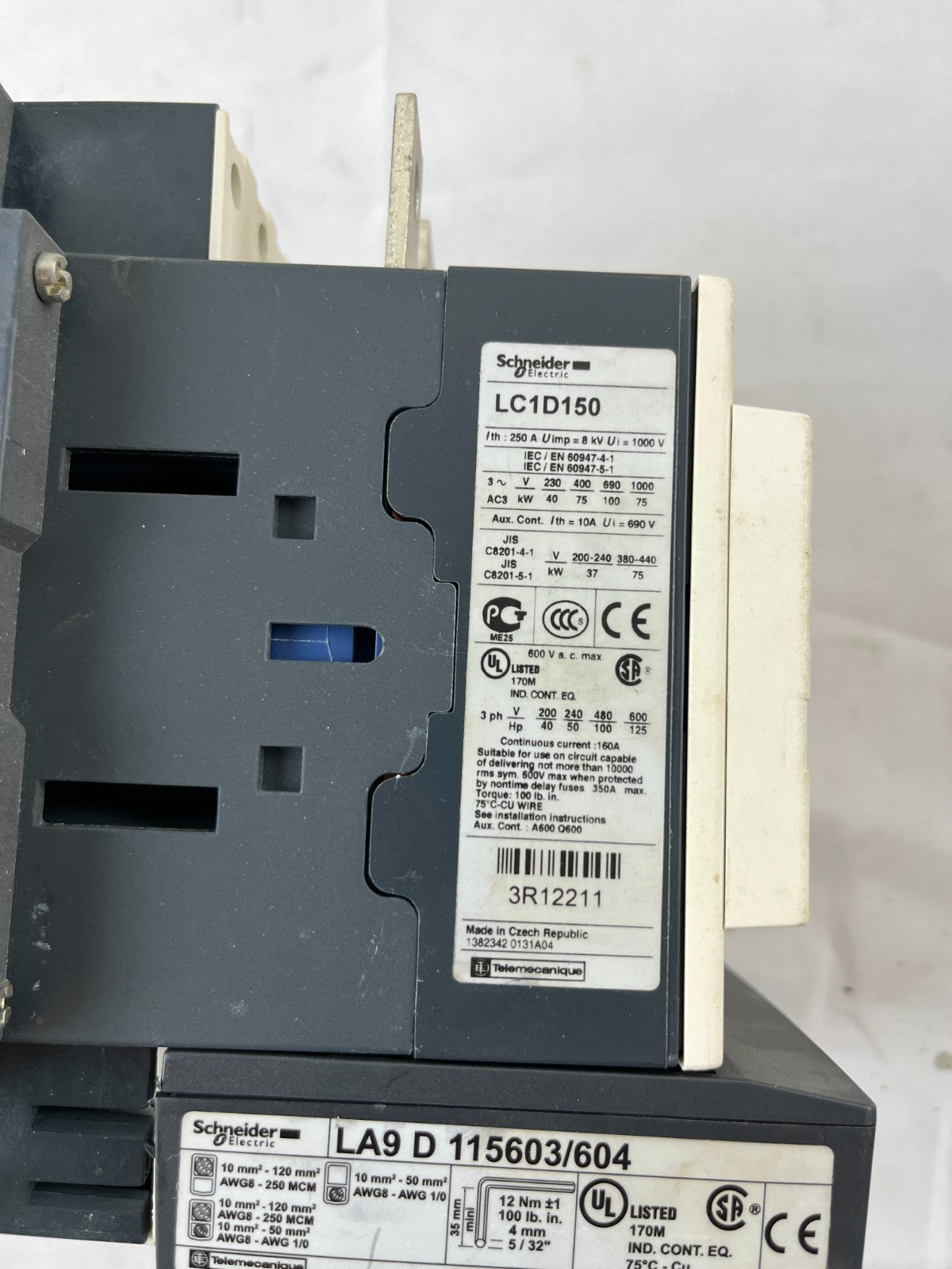 Schneider Electric LC1D150 Contactor 150A 3-Pole Power Contactor LA9D115603/604