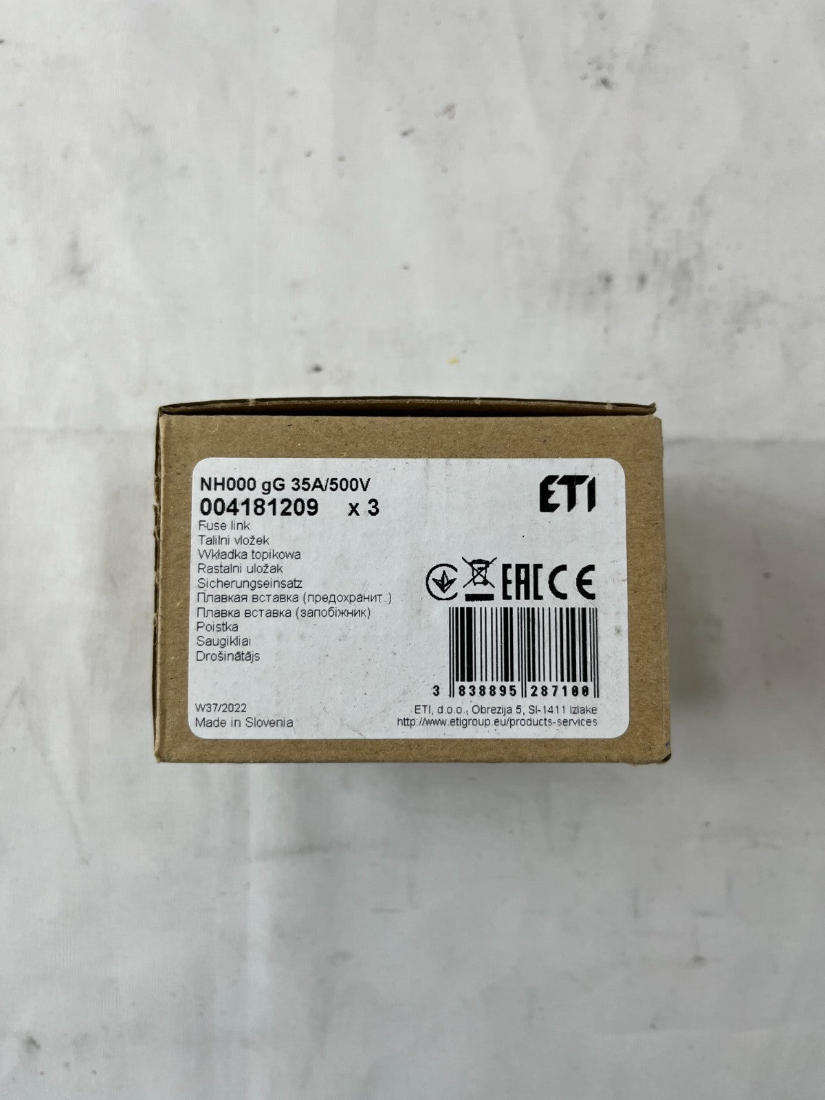 ETI NH000 Fuse Link 35A 500V gG NH Fuse 004181209 3pcs New in Box