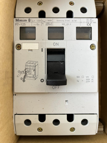 Moeller P7-125 Main Switch 3-Pole 125A 690V AC Disconnect Switch Breaker NEW