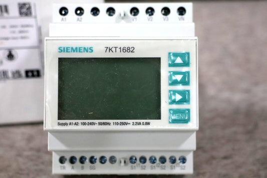 Siemens 7KT1682 PAC1600 3‑Phase Digital Multimeter RS485 LCD DIN Rail New Unit