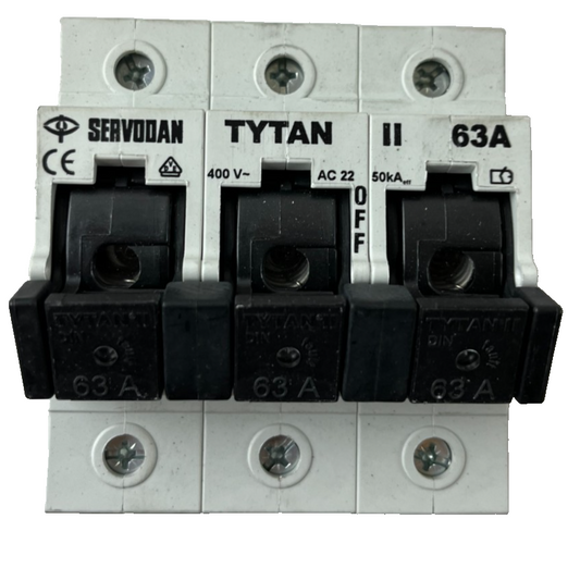 Servodan TYTAN II 63A 3-Pole Fuse Switch Disconnector 400V AC Used Spare Unit