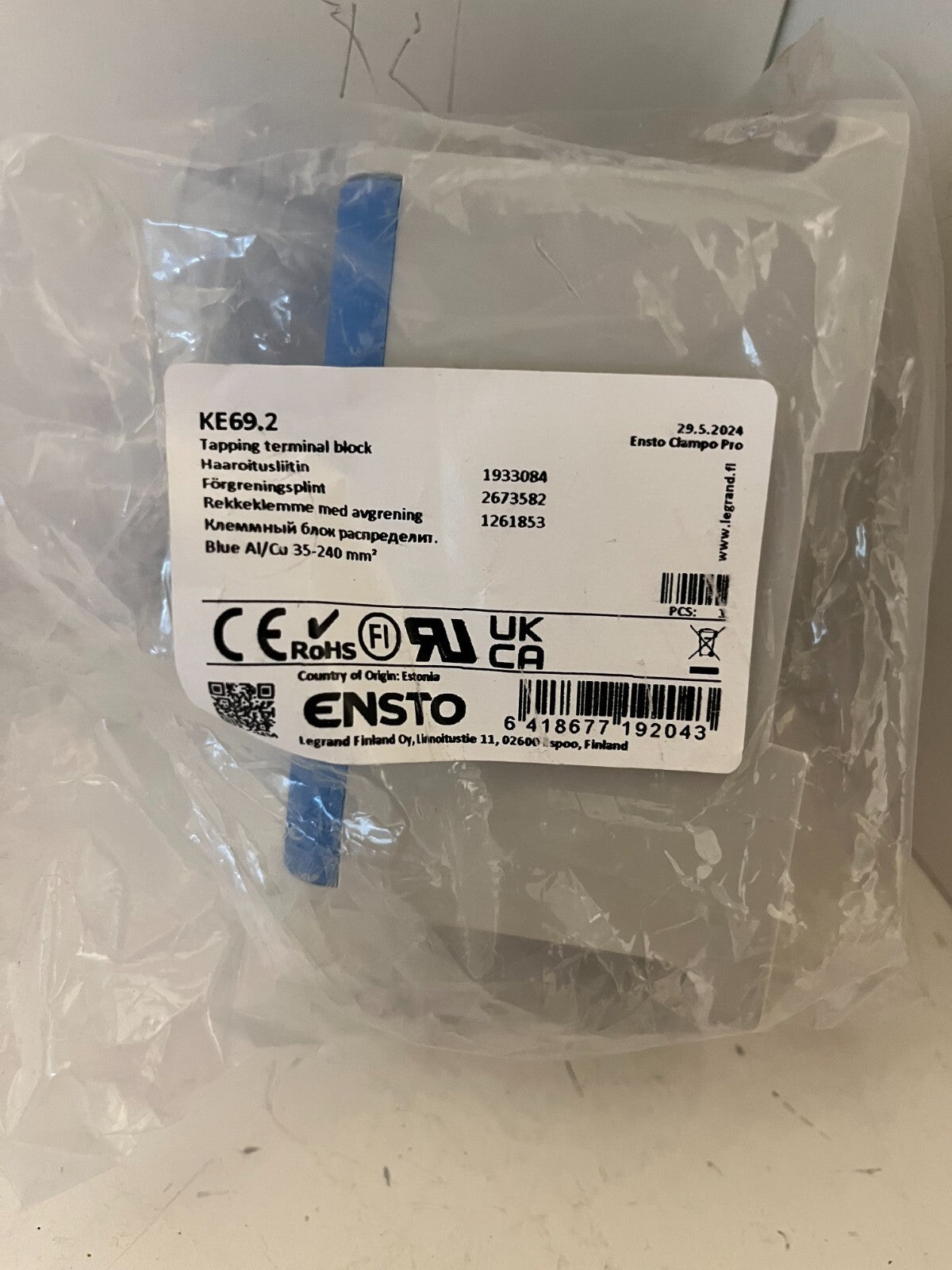 Ensto KE69.2 Tapping Terminal Block - New in box - Unused, Factory Sealed