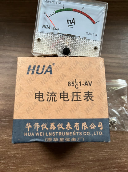 HUA 85C1-AV Analog Panel Ammeter | 0-3mA DC Current Meter | New in Box
