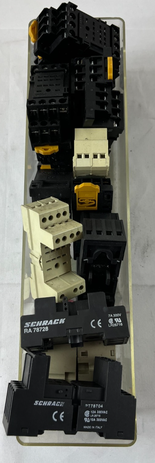 Schrack PT78704 RA78728 Relay Socket Lot DIN Rail Bases Mixed Used Spare Units