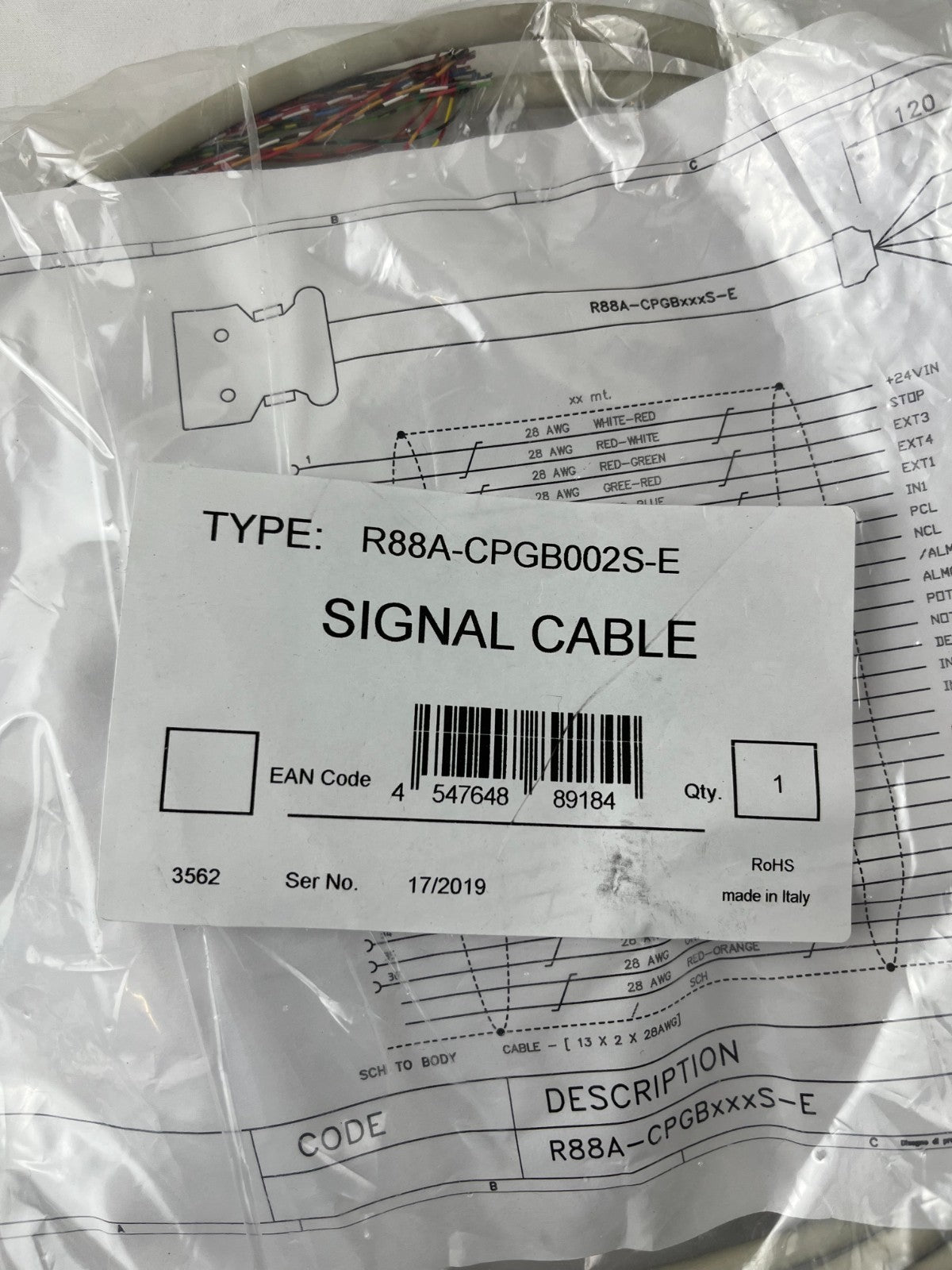 Omron R88A-CPGB002S-E CN1 I/O Signal Cable 2m for G-Series / G5 EtherCAT Servo