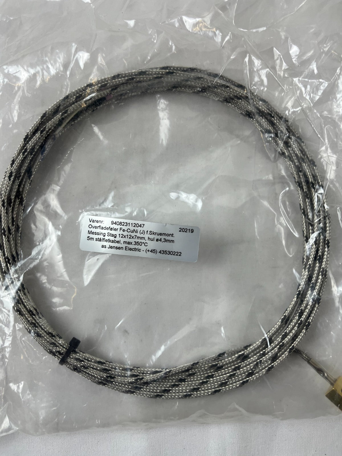Type J Thermocouple Probe 5m Stainless Braided Cable 350°C Screw Mount New