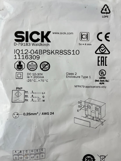 SICK IQ12-04BPSKR8SS10 Proximity Sensor NEW 4mm PNP M8 Inductive 1116309 Sealed