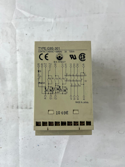 Omron G9S-301 DC24 Safety Relay Unit 3PST-NO 24V DC USED Spare Part