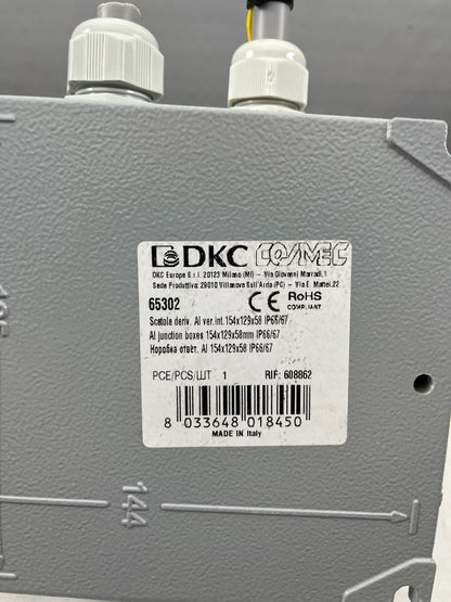 DKC Cosimec 65302 Aluminum Junction Box, 2x 16A/500V Connectors, IP66/67 Used