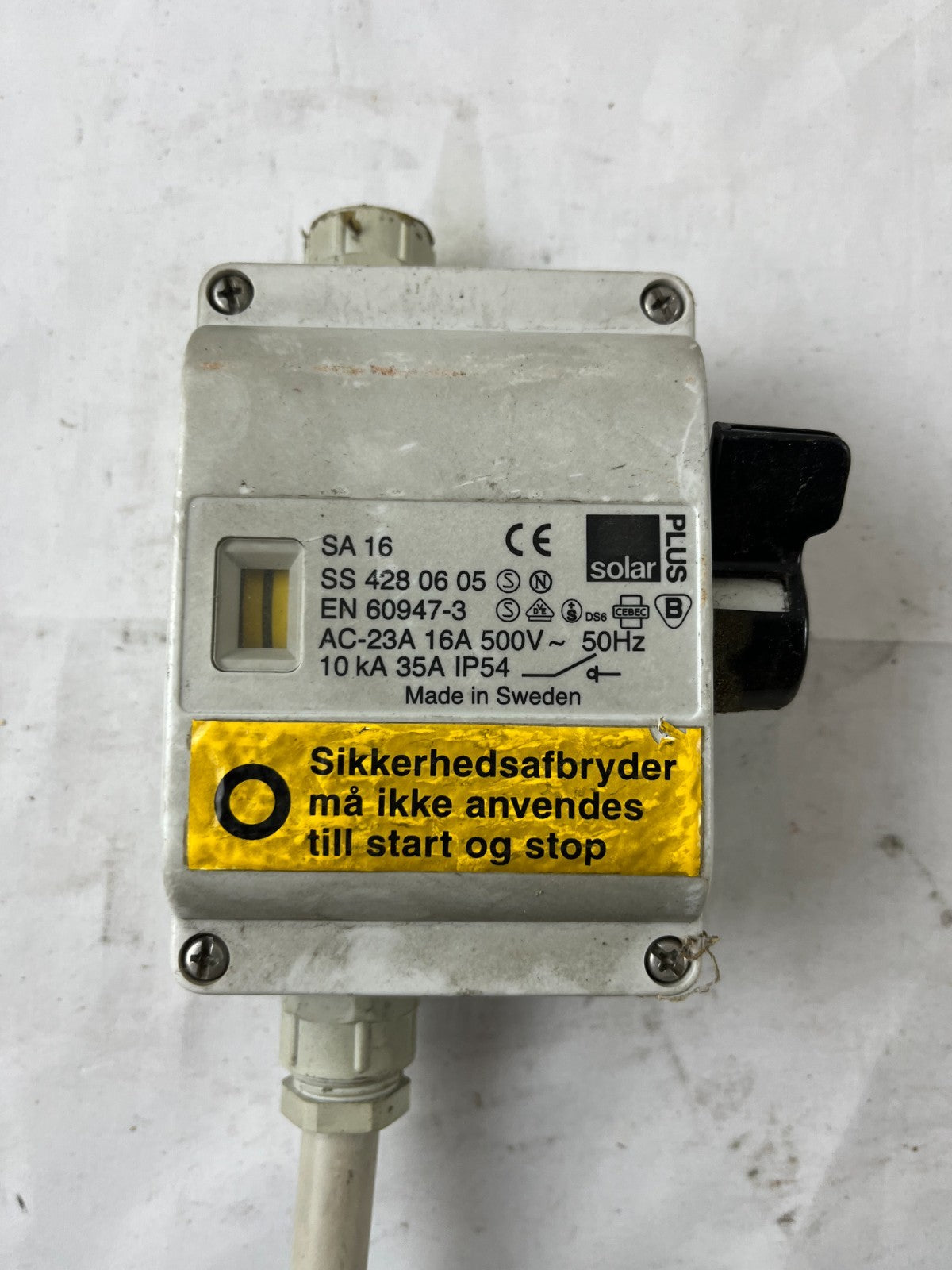 Solar Plus SA16 16A 500V AC‑23A Safety Switch Isolator IP54 Used Spare Unit