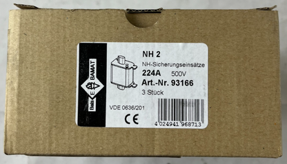 NH2 Fuse 224A 500V gG Bals Bamat 93166 3pcs New In Box Spares