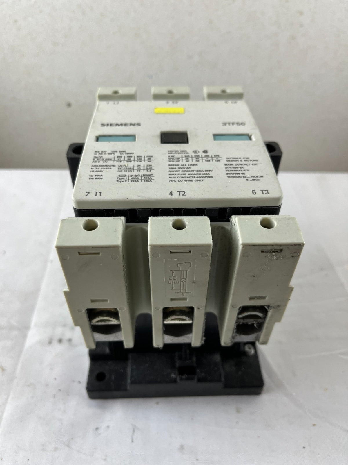 Siemens 3TF50 World Series Power Contactor 3-Pole 110A 600V With Coil Used