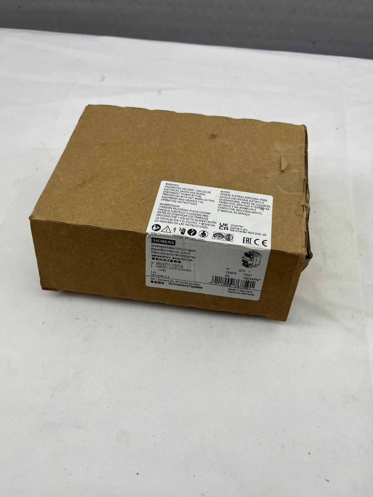 Siemens 3RV2711-1DD10 SIRIUS Motor Protection Circuit Breaker 3.2A S00 New