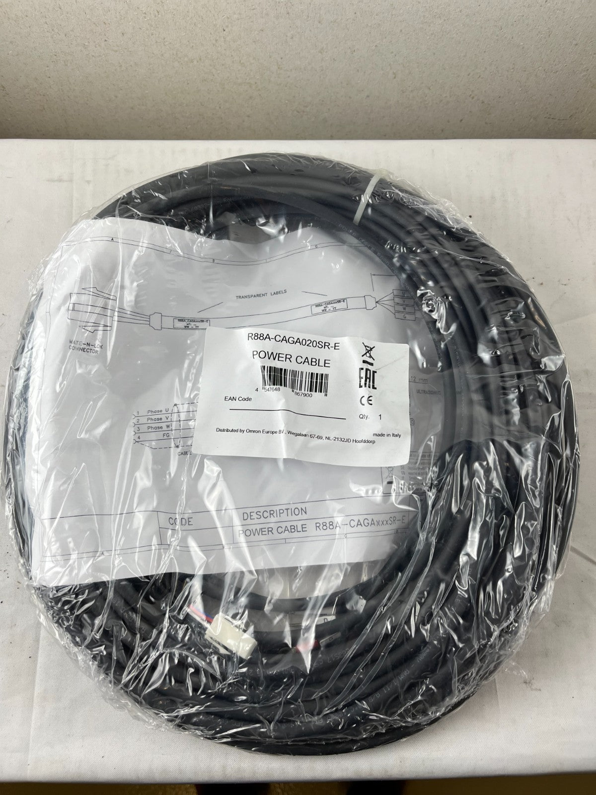 Omron R88A-CAGA020SR-E Servo Motor Power Cable 20 m New Sealed Unused