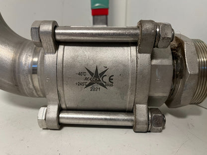 Stainless Steel Ball Valve DN50 PN63 MARS 90° Elbow Used PN 63 -40°C to +245°C