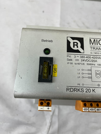 Michael Riedel RDRKS 20 K Power Supply 24VDC 20A 380-420VAC 3-Phase Used