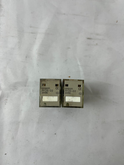 Omron MY2N-D2 Relay 24V DC DPDT Plug‑In – Lot of 2 Used Spare Units