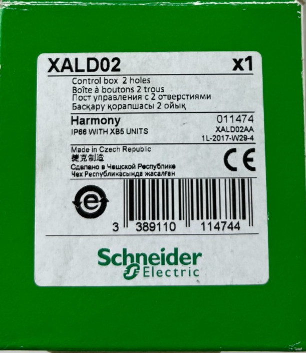 Schneider Electric XALD02 Harmony XAL 2‑Hole Empty Control Box IP66 New
